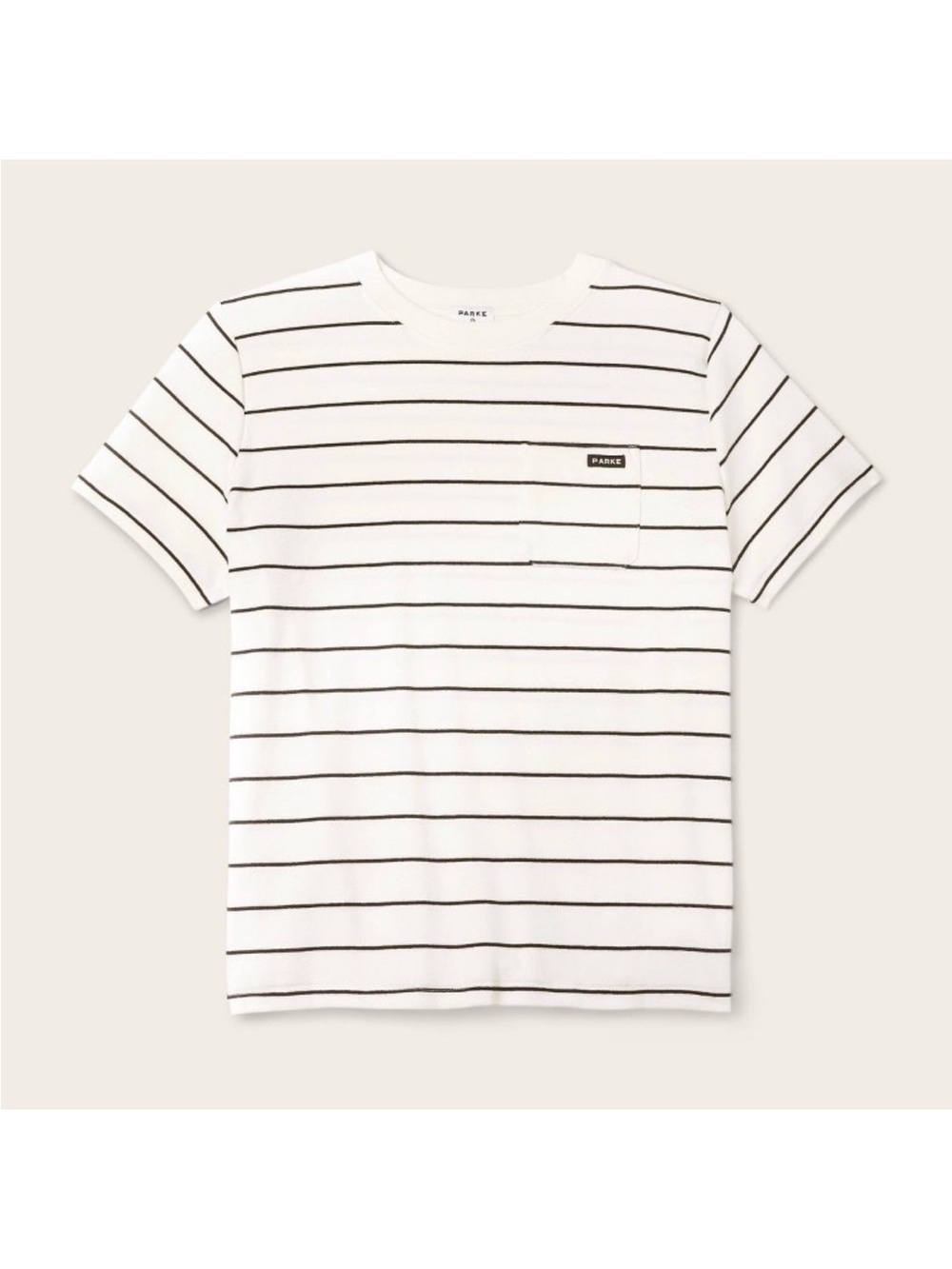 PARKE X TARGET Short Sleeve Crewneck Pocket White Tee with Navy Stripes